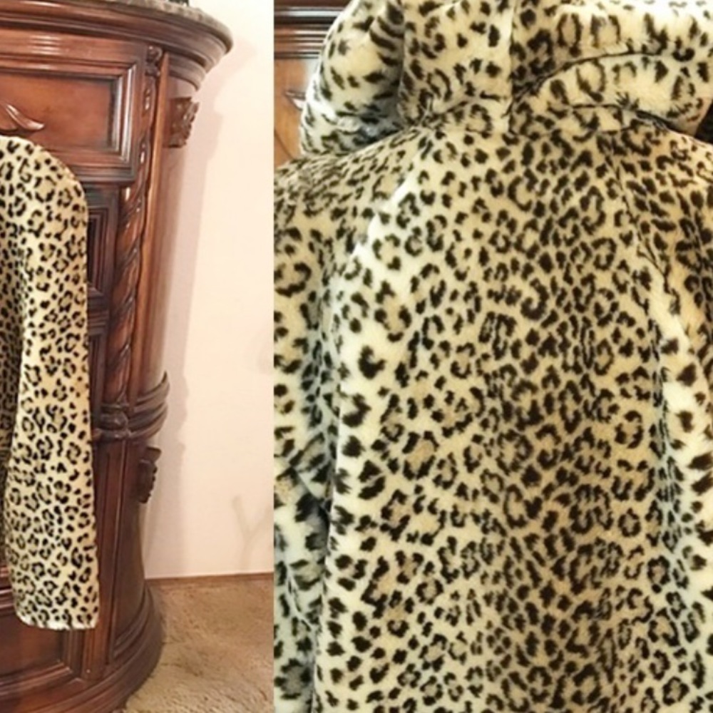 Dennie Basso Faux Fur Coat Leopard Print.Extra Shipping Chg included In Price. - Picture 3 of 15